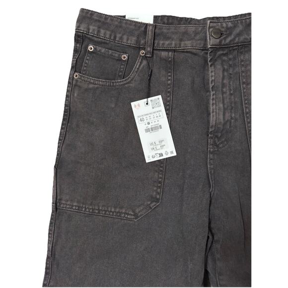 Zara Men's Five Pockets Straight Fit Wash Effect Jeans EJ2 Charcoal Size US: 31 - Picture 2 of 7